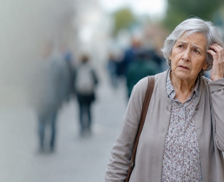 Mujer mayor que se lleva la mano a la cabeza con gesto de preocupación por pérdida de memoria, tema de la prevención del Alzheimer